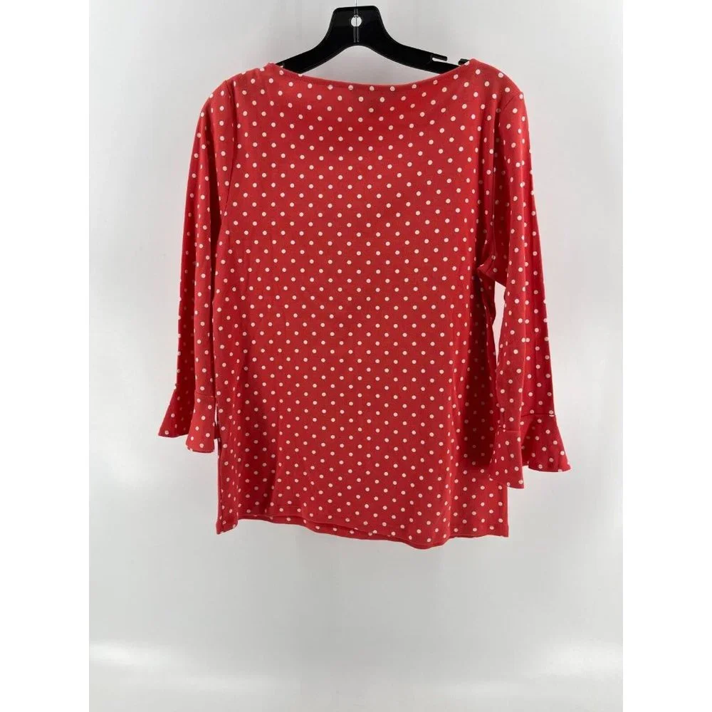 Lauren Ralph Lauren Women's Orange Long Sleeve Polka Dot Top Shirt Size XL - Picture 3 of 11